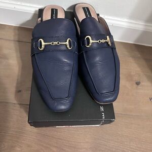 Steven By Steve Madden Navy Loafers with Gold Accents